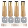 Wooden Sofa Legs Furniture Wooden Support Legs with Pure Copper Foot Wood Color Set of 4 10/12/15/18cm (12cm) view 1