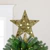 11.5" Pre-Lit Gold Glittered Star Christmas Tree Topper - Multi Color Lights view 2