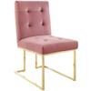 Modway Privy Performance Velvet Gold Stainless Steel Dining Chair in Gold Dusty Rose view 1