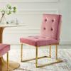 Modway Privy Performance Velvet Gold Stainless Steel Dining Chair in Gold Dusty Rose view 2