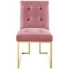Modway Privy Performance Velvet Gold Stainless Steel Dining Chair in Gold Dusty Rose view 3