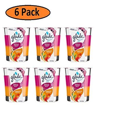 6 Pack 2 in 1 Jar Candle, Hawaiian Breeze and Vanilla Passion Fruit, 3.4 Ounce