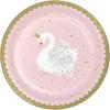 Baxter Distributing Stylish Swan Birthday Party Decorations, Pink and Gold Swan Party Supplies 9 Inch Round Paper Plates, Box of 96 view 1