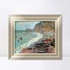 INVIN ART Framed Canvas Art Giclee Print Beach at tretat (1883) by Claude Monet Wall Art Living Room Home Office Decorations(European Style Silver Frame,20"x24") view 1
