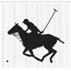 Ambesonne Sports Shower Curtain, Silhouette Illustration of Polo Player on a Horse Hitting a Ball Print, Cloth Fabric Bathroom Decor Set with Hooks, 69" W x 75" L, Charcoal Grey and White view 2