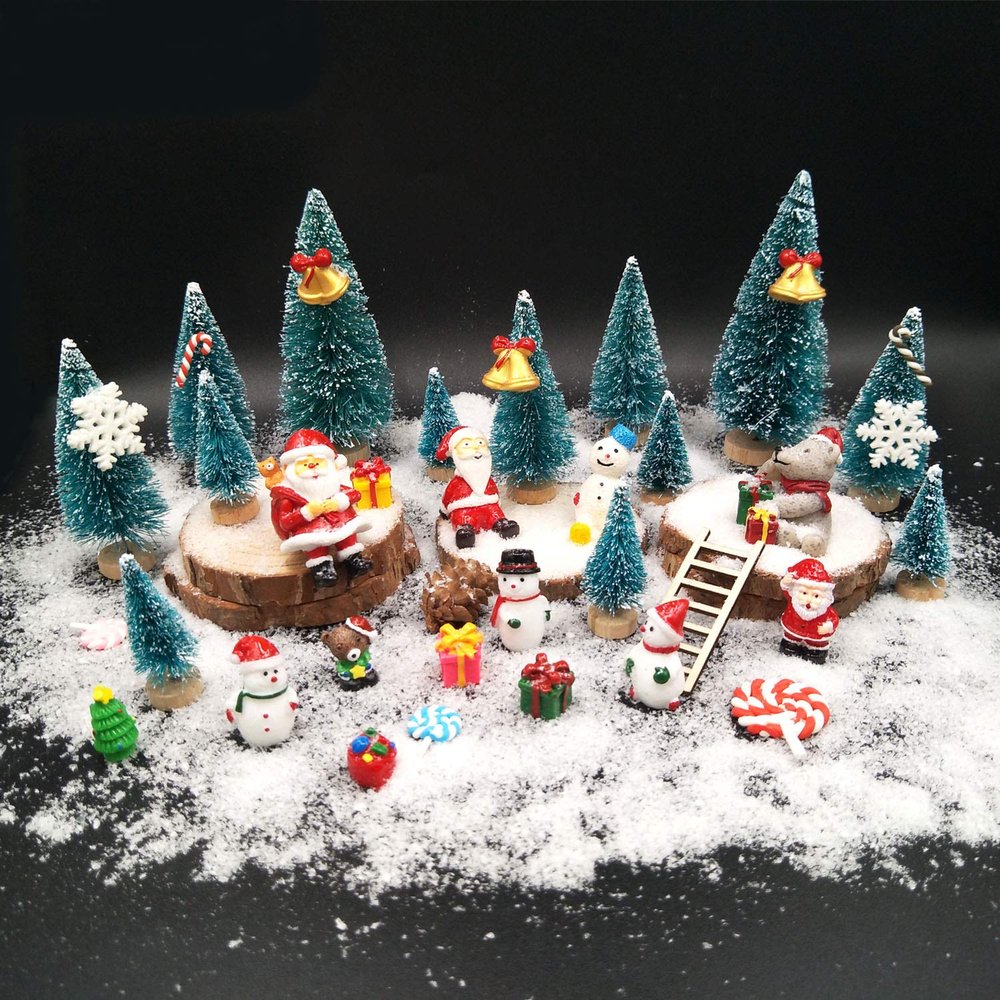 EMiEN 45 PCS Miniature Christmas Ornament,Kits for DIY Dollhouse,Fairy Garden,Mini Snowman, for Christmas Party Decoration,Micro Landscape Accessories