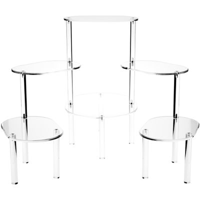 Plymor Clear Acrylic Oval 6-Platform Multi-Item Display Riser, 25" H x 62" W