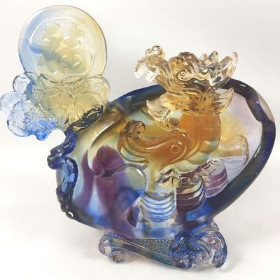 Amore Jewell Dragon Blessing Fengshui Decoration Ornament Gift for Home & Office (Liuli Crystal Glass)