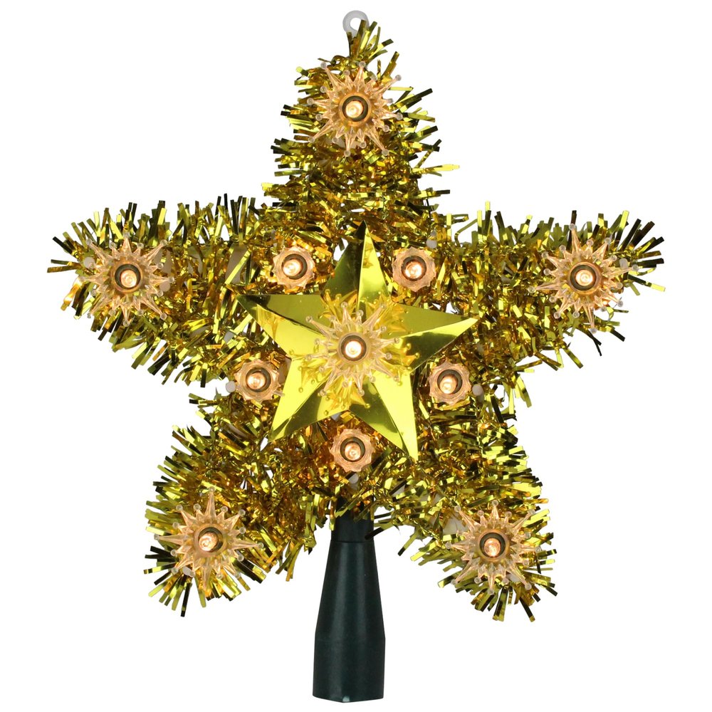 7" Lighted Gold Star Christmas Tree Topper - Clear Lights
