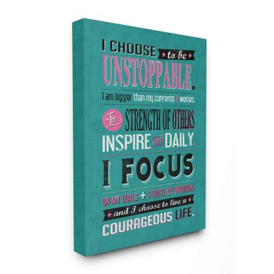 Stupell Industries I I Choose Unstoppable Vintage Inspirational Word Design Canvas, Multi-Color