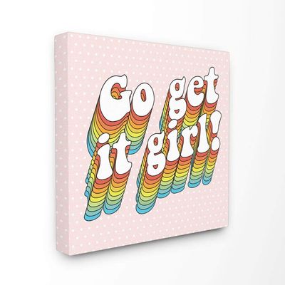 Stupell Industries Go Get It Girl Rainbow Pink Word Design, 30 x 30, Proudly Made in USA