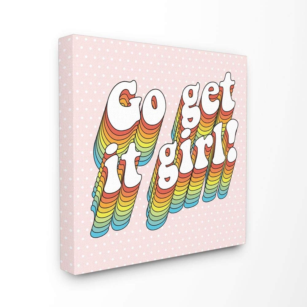 Stupell Industries Go Get It Girl Rainbow Pink Word Design, 30 x 30, Proudly Made in USA