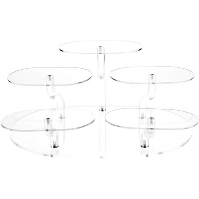 Plymor Clear Acrylic Adjustable 5-Item Display Riser, 10.25" H x 25.5" W x 20" D
