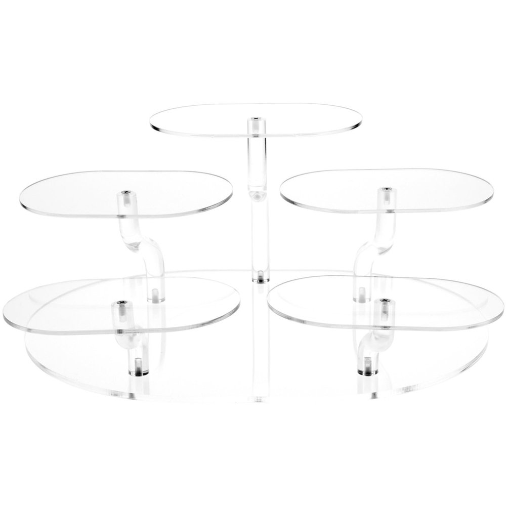 Plymor Clear Acrylic Adjustable 5-Item Display Riser, 10.25" H x 25.5" W x 20" D