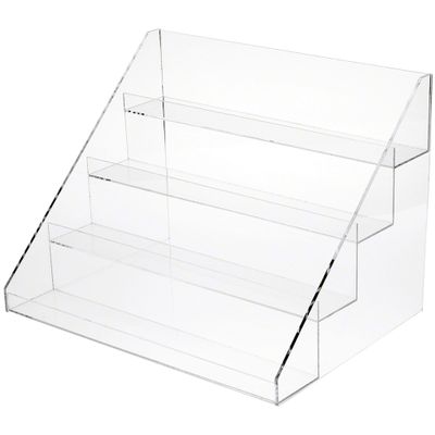 Plymor Clear Acrylic Flanged Display Stairs, 13" H x 18" W x 13" D