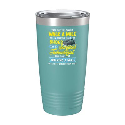 BeeTeeStore Surgical Technologist Tumbler - Funny Scrub Tech Gift - 20oz Teal Stainless Steel Vacuum Insulated Coffee Tea Cup for Allied Health Professionals
