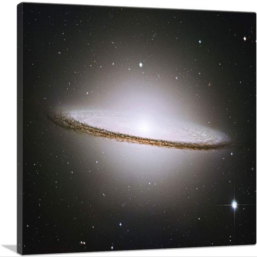 ARTCANVAS Sombrero Galaxy Hubble Telescope Messier 104 Canvas Art Print Stretched Framed Painting Picture Poster Giclee Wall Decor - 40" x 26" (0.75" Deep)