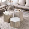 Jamie Young Co Argan Hexagon Wood & Marble Small Table in Natural/White view 2