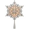 10" Lighted White Frosted 3-D Snowflake Christmas Tree Topper - Clear Lights view 1
