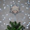 10" Lighted White Frosted 3-D Snowflake Christmas Tree Topper - Clear Lights view 2
