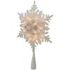 10" Lighted White Frosted 3-D Snowflake Christmas Tree Topper - Clear Lights view 3