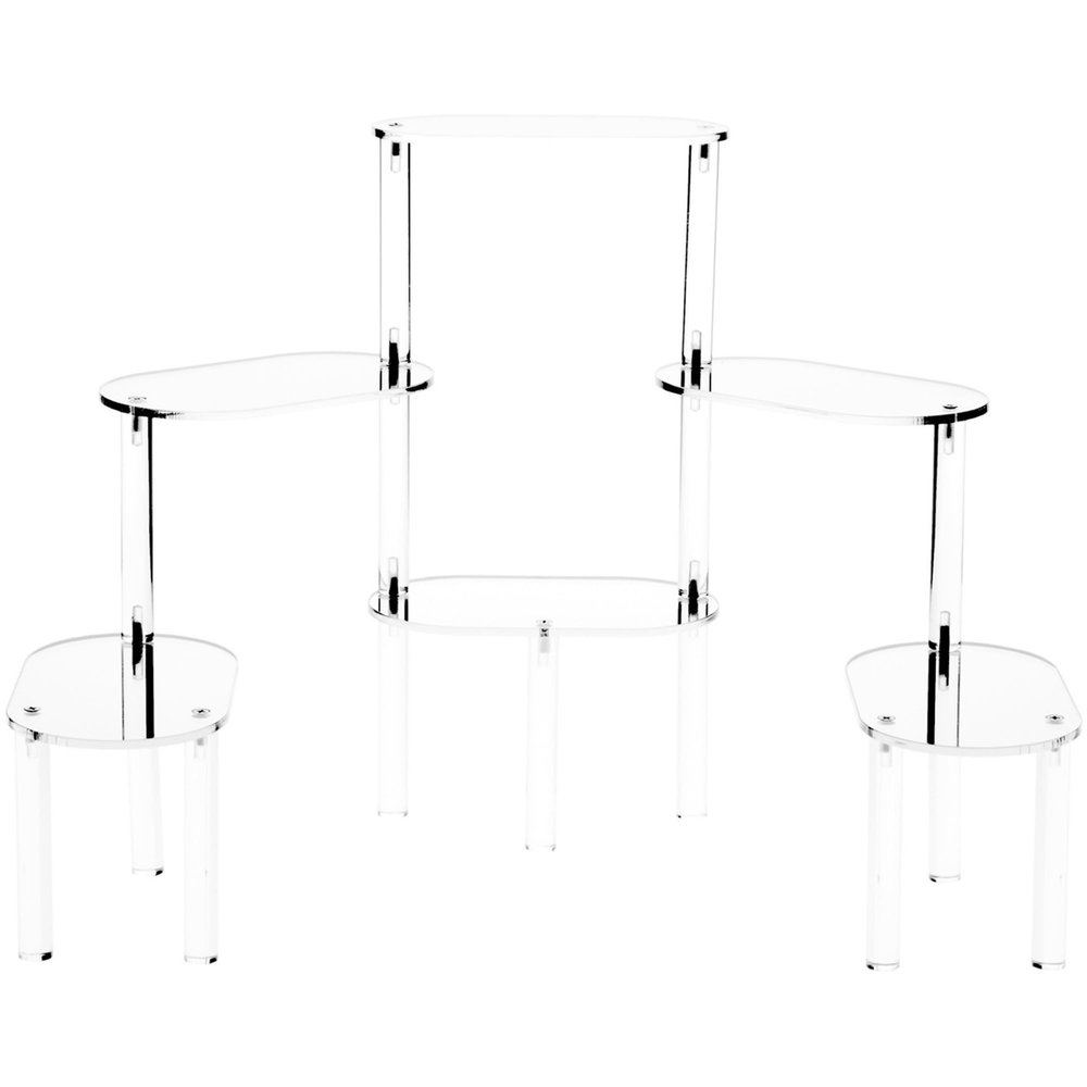 Plymor Acrylic Oval 6-Platform Multi-Item Display Riser (Mirrored), 14.75" H x 30" W