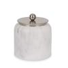 nu steel Misty Silver Q-tip Jar in Resin Marble & Stainless Steel for Bathrooms & Vanity Spaces view 1
