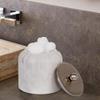 nu steel Misty Silver Q-tip Jar in Resin Marble & Stainless Steel for Bathrooms & Vanity Spaces view 2