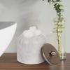 nu steel Misty Silver Q-tip Jar in Resin Marble & Stainless Steel for Bathrooms & Vanity Spaces view 3