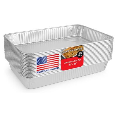 21x13 Aluminum Pans (20 Pack) Durable Full Size Deep Aluminum Foil Roasting & Steam Table Pans - Deep Pan for Catering Large Groups - Disposable Pans Great for Cooking, Heating, Storing, Prepping Food