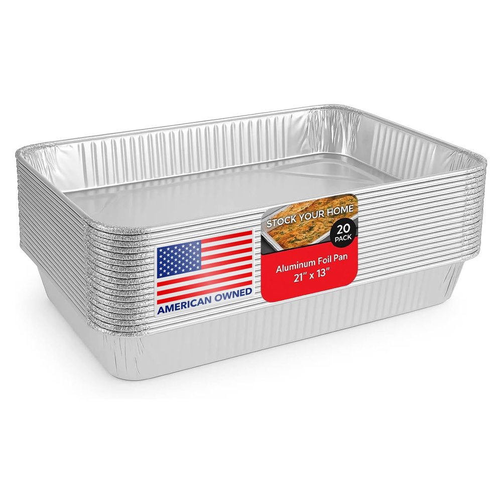 21x13 Aluminum Pans (20 Pack) Durable Full Size Deep Aluminum Foil Roasting & Steam Table Pans - Deep Pan for Catering Large Groups - Disposable Pans Great for Cooking, Heating, Storing, Prepping Food