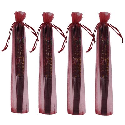 Ankirol 100pcs Sheer Fan Organza Bags 2.4X10.6 INCH Folding Fan Organza Gift Bag Gift Pouch with Drawstring Silk Pouches for Hand Fans (wine red)