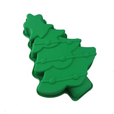 Cherion Big Green Christmas Tree Silicone Cake Molds, 3D Christmas Tree Shaped Non Stick Baking Pan, Chocolate Molds Muffin Baking Clay Soap molds Cake Moulds for Christmas Holiday