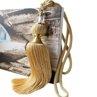 1 Pair Crystal Beaded Curtain Tassel Holdbacks Fashion Tassels Curtain Rope Tiebacks Curtain Buckle (Golden)