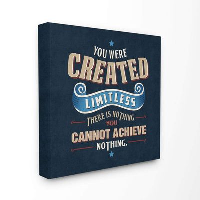 Stupell Industries You are You are Limitless Inspirational Blue Word Design Canvas, Multi-Color