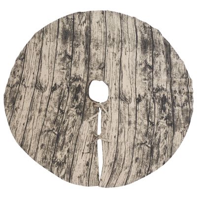 Natural Beige Printed Wood Tree Skirt, 58" Round, 60% Cotton - 40% Polyester, (1 Piece).