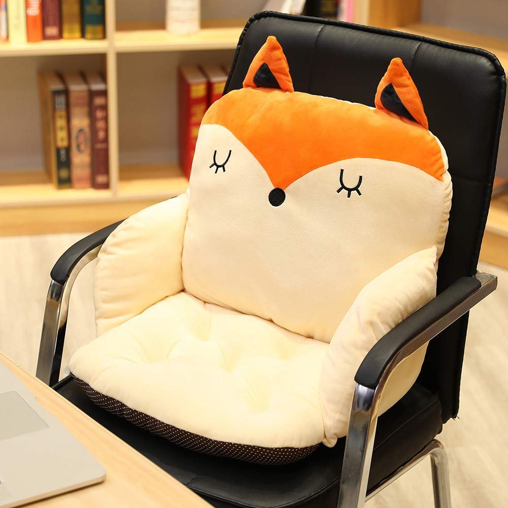 Waist Backrest Pad Seat Cushion,Home Office Chair, Car Seat, Recliner Non-Slip Warm Velvet Back Support Cushion for Adult and Child's (Fox)