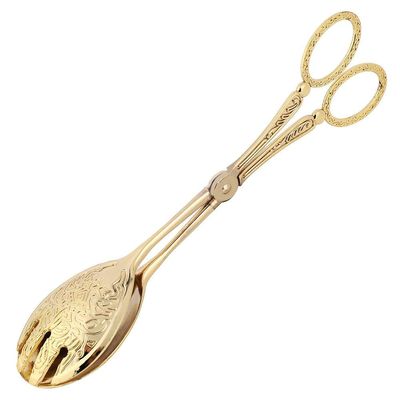 Fdit Bread Serving Tongs Elegant Vintage Style Food Clamp for Buffet Table Zinc Alloy Gold 8.7 Inch 1 Piece