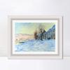 INVIN ART Framed Canvas Art Giclee Print Lavacourt under Snow, 1879 by Claude Monet Wall Art Living Room Home Office Decorations(Modern Simple White Frame with Mat,20"x24") view 1