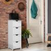 Bonnlo Bathroom Storage Cabinet Skinny Wooden Side Bathroom with 4 Drawers Small Free Standing Floor Cabinet White Slim 12 Inch Wide Organizer for Bedroom Living Room, 12 Inch Deep Narrow Organizer view 2