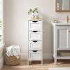 Bonnlo Bathroom Storage Cabinet Skinny Wooden Side Bathroom with 4 Drawers Small Free Standing Floor Cabinet White Slim 12 Inch Wide Organizer for Bedroom Living Room, 12 Inch Deep Narrow Organizer view 4