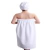 Adela Women Super Soft Absorbent Bath Towel Wrap Shower Skirt and Hair Drying Turban, White view 2