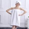 Adela Women Super Soft Absorbent Bath Towel Wrap Shower Skirt and Hair Drying Turban, White view 3