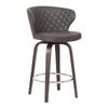 Armen Living Mynette Modern Faux Leather Swivel Kitchen Barstool, 26" Counter Height, Brown view 1