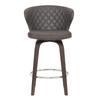 Armen Living Mynette Modern Faux Leather Swivel Kitchen Barstool, 26" Counter Height, Brown view 3