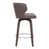 Armen Living Mynette Modern Faux Leather Swivel Kitchen Barstool, 26" Counter Height, Brown view 4