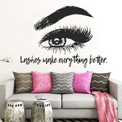 Eye Eyelashes Lashes Extensions Eyebrows Brows Beauty Salon Quote Make Up A Wall Decals Decor Vinyl Sticker IR2493
