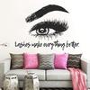Eye Eyelashes Lashes Extensions Eyebrows Brows Beauty Salon Quote Make Up A Wall Decals Decor Vinyl Sticker IR2493 view 1