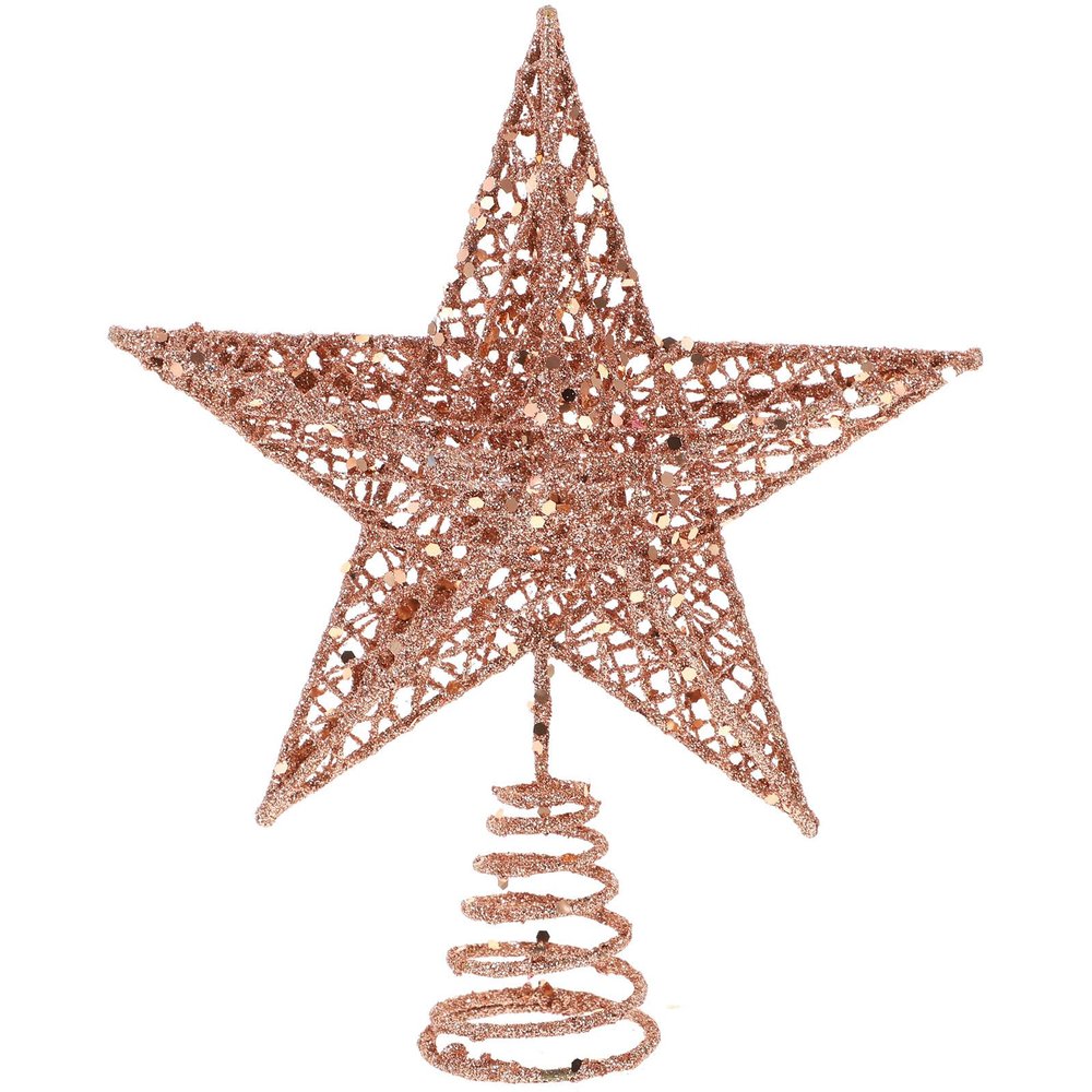 Amosfun Christmas Tree Topper Star Glitter Iron Tree Star Ornament for Holiday Decoration 7.87 X 6.69 X 1.57 Inches