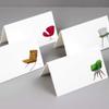 Place Cards with Mid Century Modern Iconic Design Chairs for Dinner Parties, House Warming and Special Events. Table Tent Style, Scored for easy folding. Available in Pkgs of 12 / 24 / 36 (36) view 1